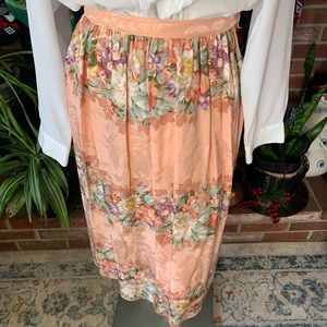 Vintage 70s Silk Secretary Midi Skirt